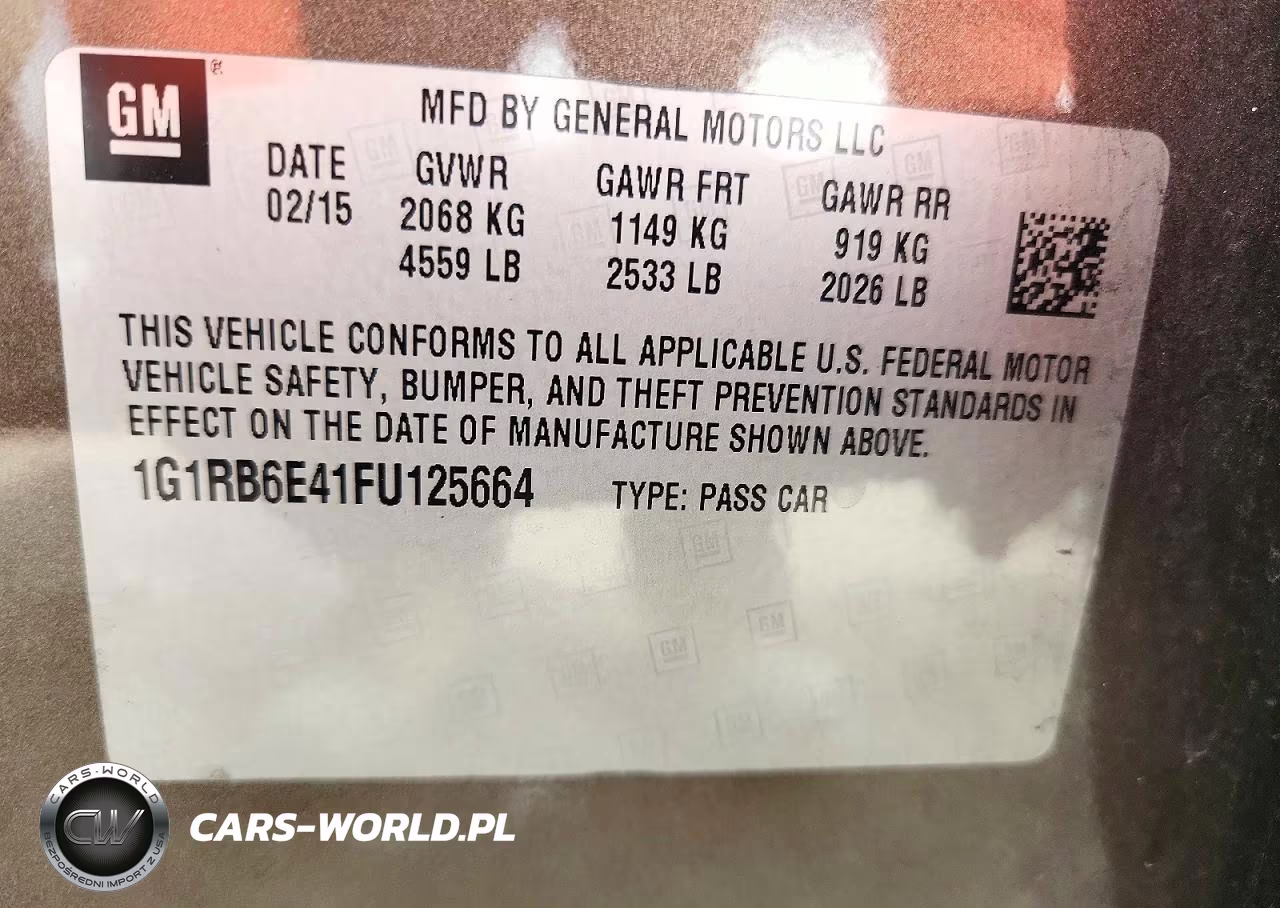 2015 Chevrolet Volt VIN:1G1RB6E41FU125664 - 12