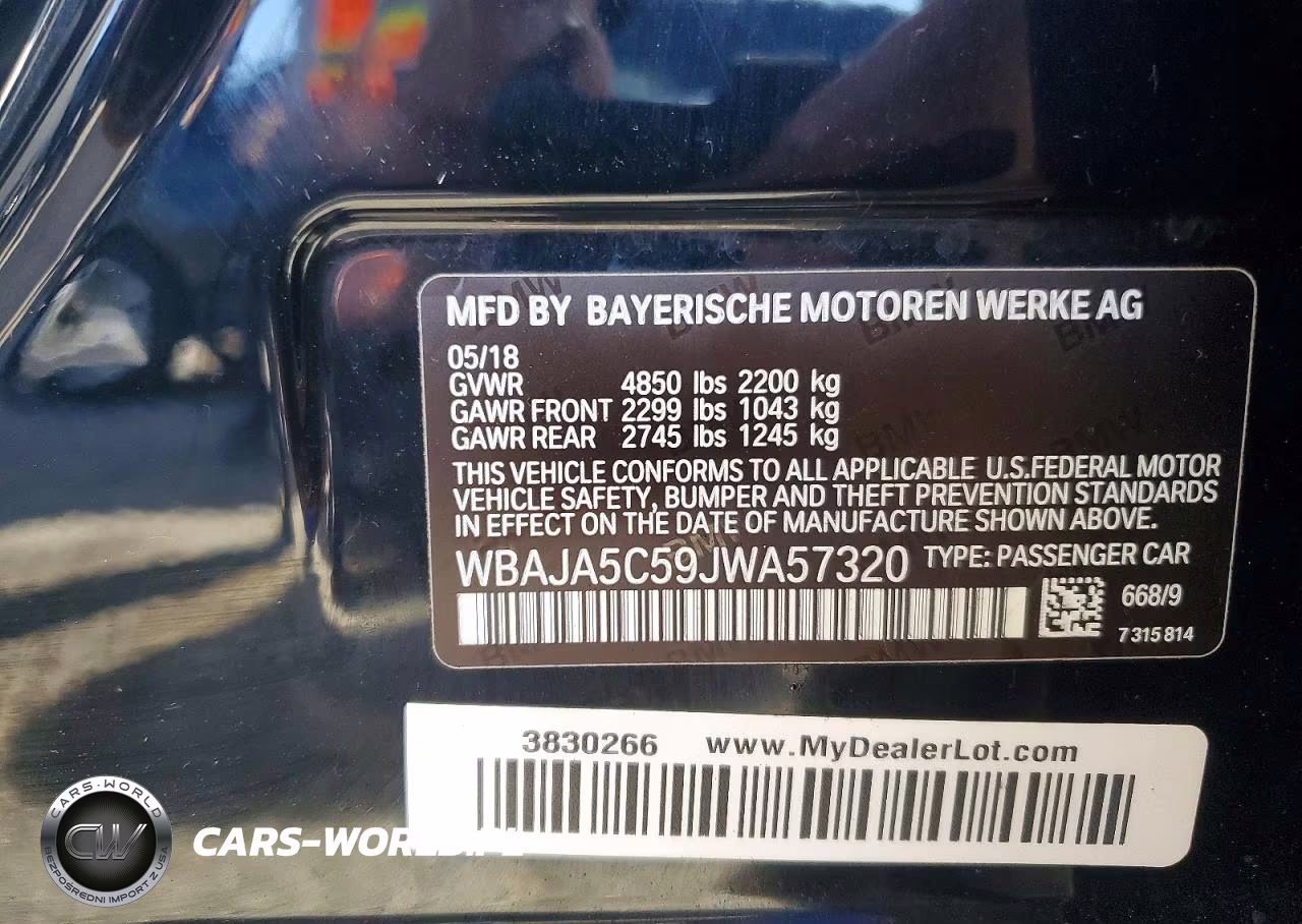 2018 BMW 530 I VIN:WBAJA5C59JWA57320 - 13