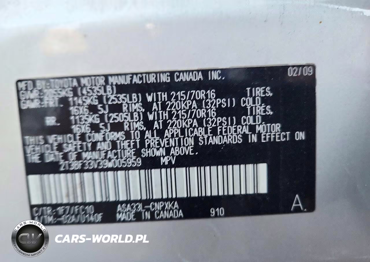 2009 Toyota Rav4 Base VIN:2T3BF33V39W005959 - 13
