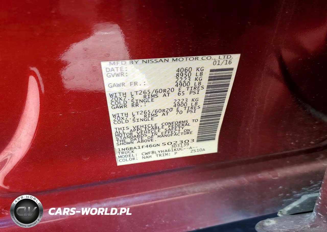2016 Nissan Titan Xd Sl VIN:1N6BA1F46GN502303 - 12
