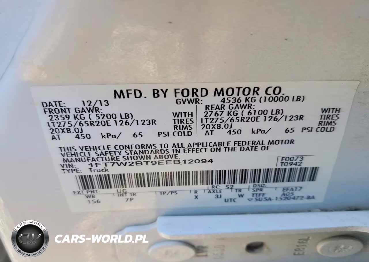 2014 Ford F250 Super Duty VIN:1FT7W2BT9EEB12094 - 12