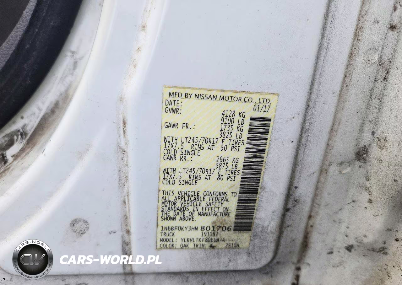2017 Nissan Nv 2500 Hd Sv VIN:1N6BF0KY3HN801706 - 13