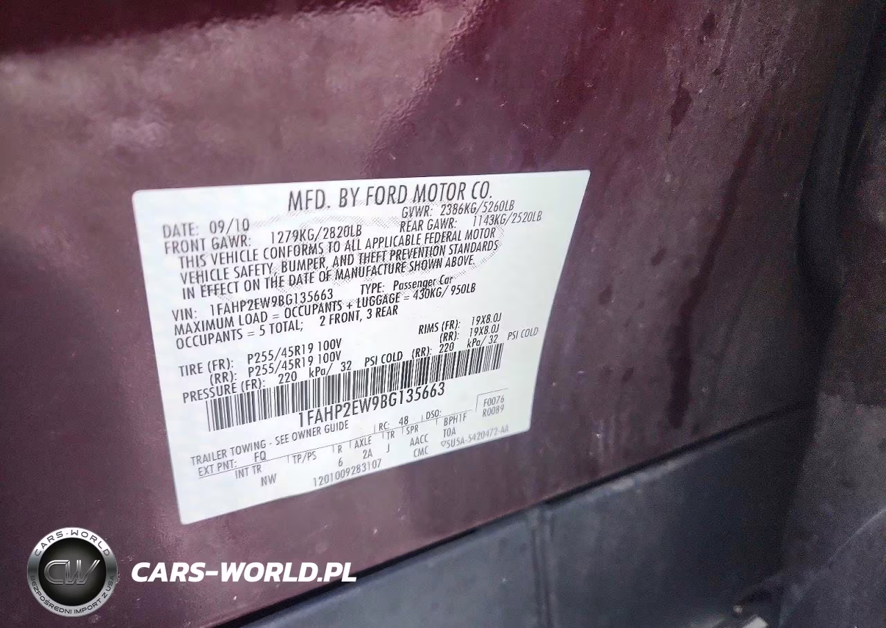 2011 Ford Taurus Sel VIN:1FAHP2EW9BG135663 - 12