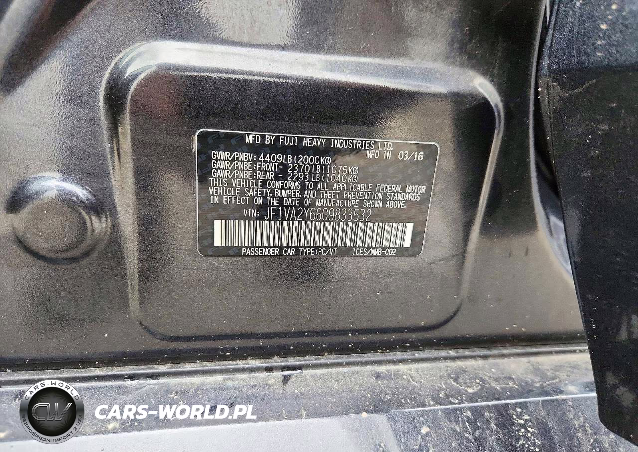 2016 Subaru Wrx Sti Limited VIN:JF1VA2Y66G9833532 - 12
