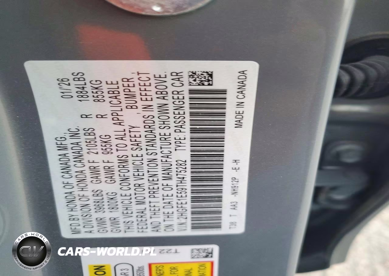2026 Honda Civic Si VIN:2HGFE1E59TH475282 - 12