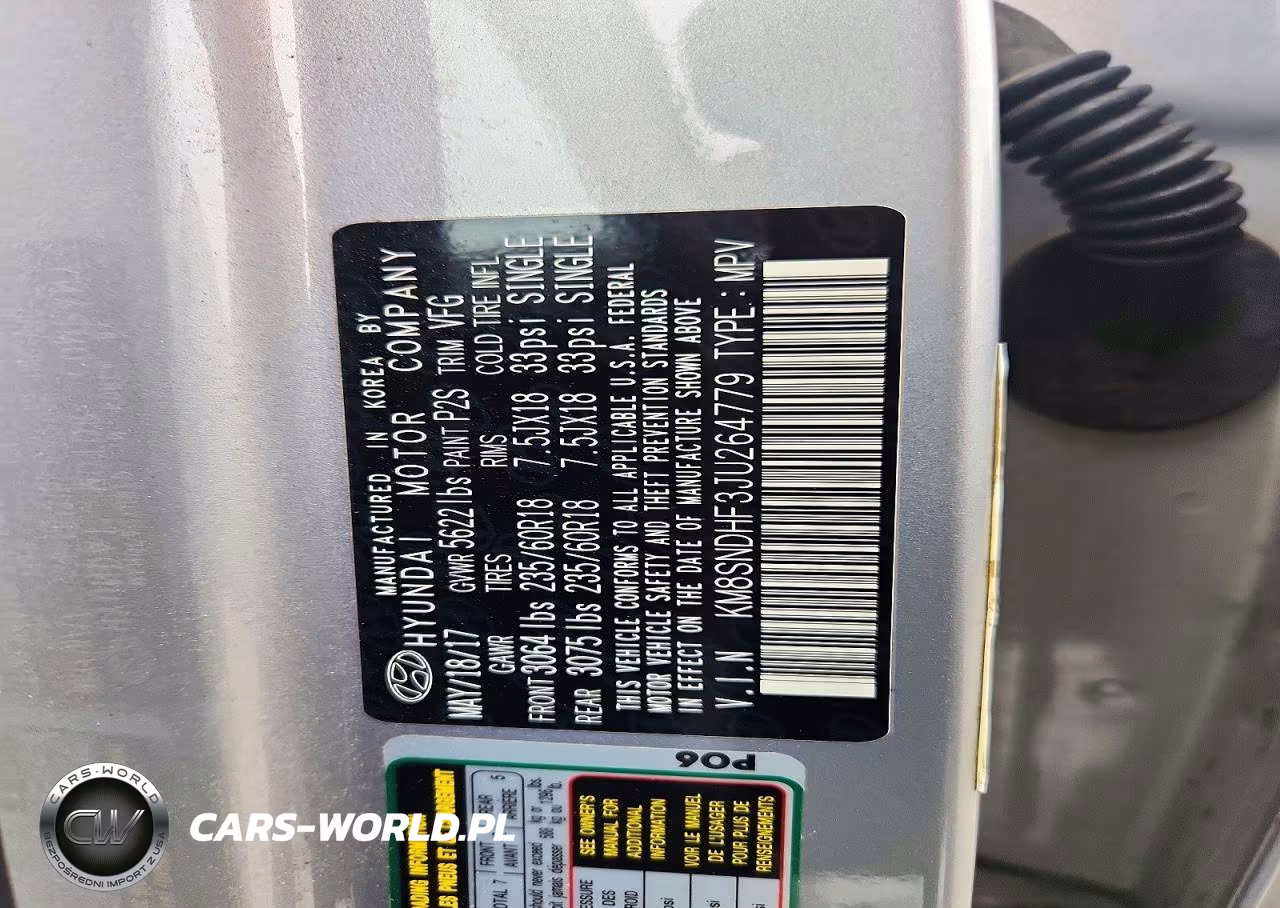 2018 Hyundai Santa Fe Se VIN:KM8SNDHF3JU264779 - 14