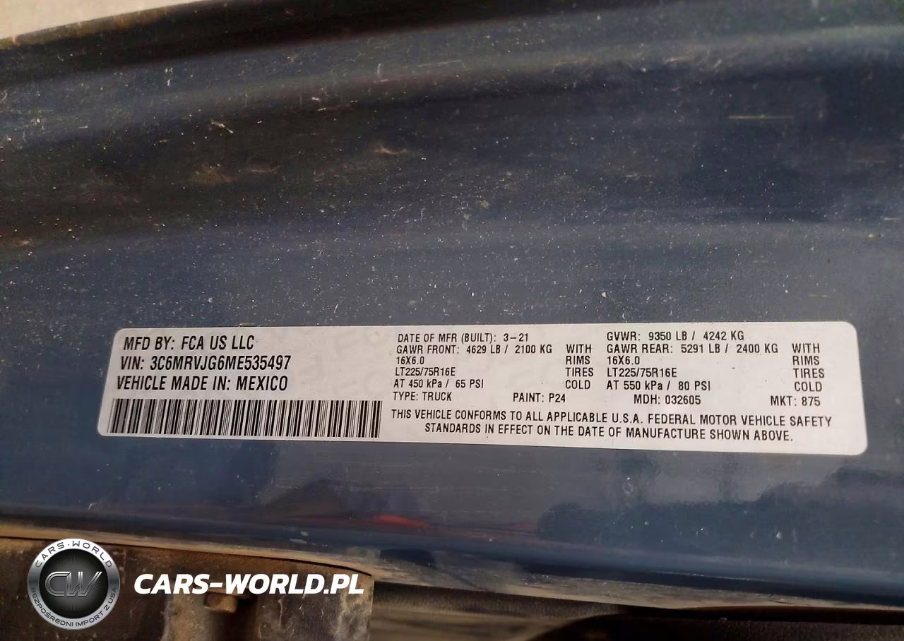 2021 Ram Promaster 3500 Delivery Van VIN:3C6MRVJG6ME535497 - 12