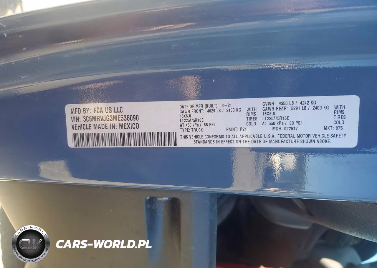 2021 Ram Promaster 3500 Delivery Van VIN:3C6MRVJG3ME536090 - 13