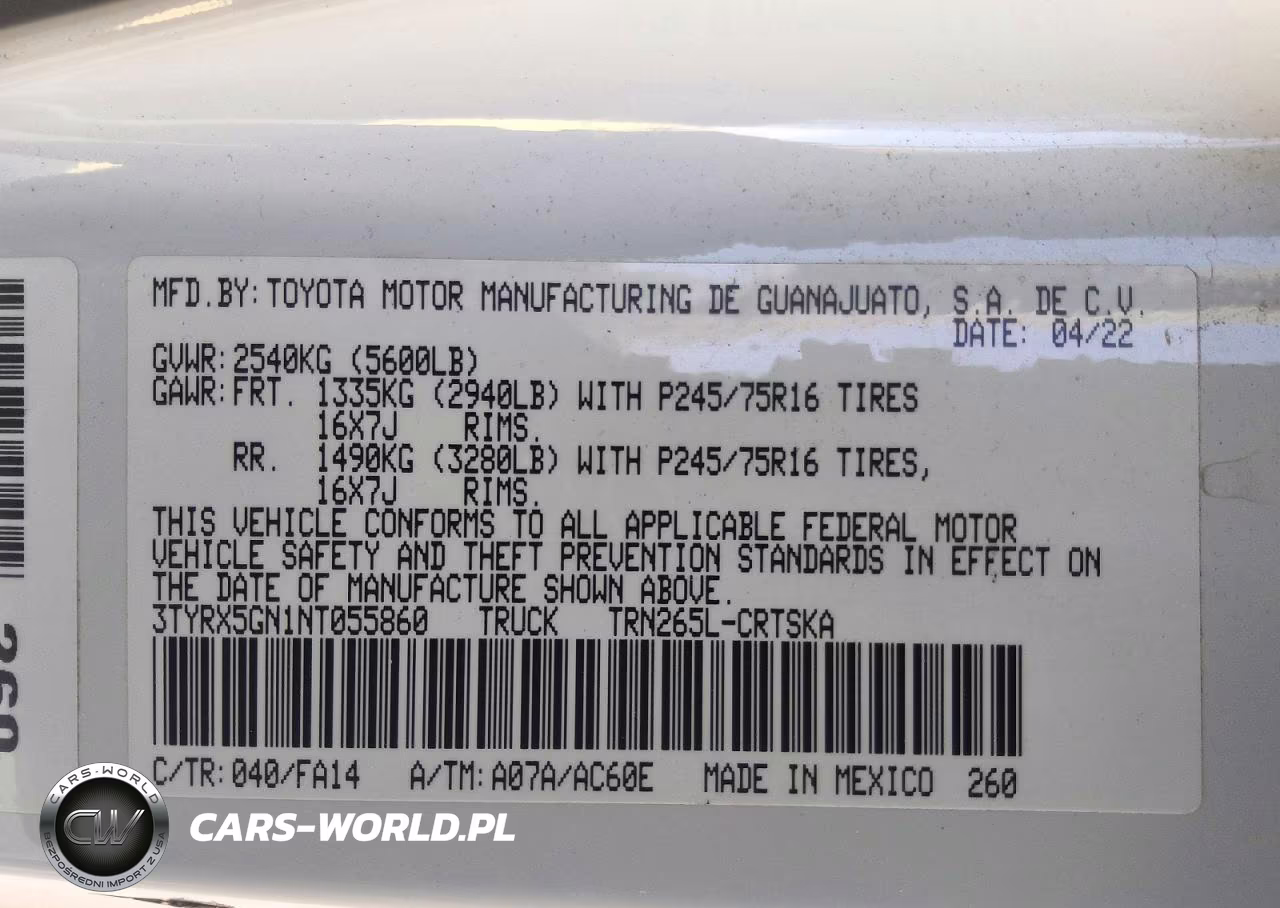 2022 Toyota Tacoma Sr VIN:3TYRX5GN1NT055860 - 12