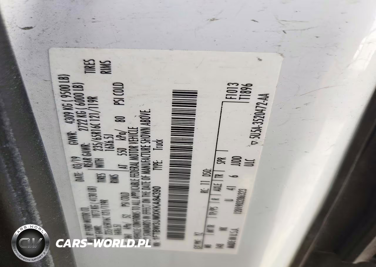 2019 Ford Transit T-350 VIN:1FTBW3UMXKKA84390 - 13