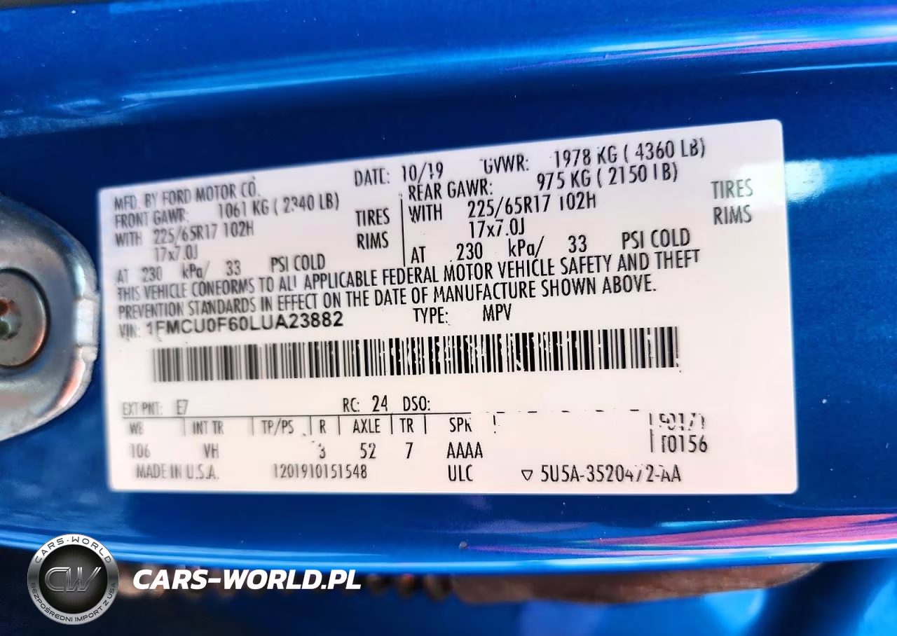 2020 Ford Escape S VIN:1FMCU0F60LUA23882 - 13