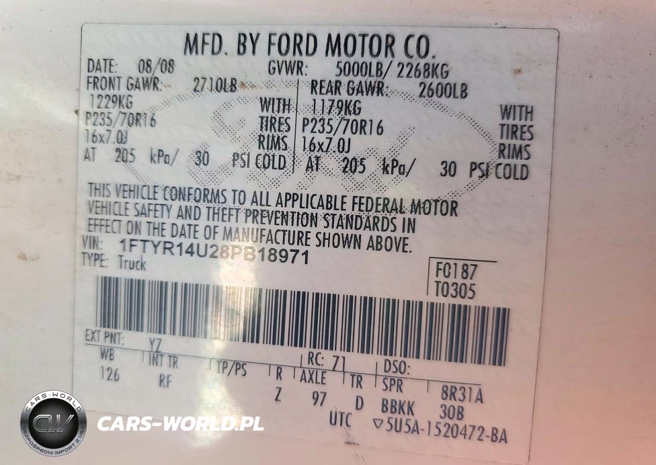 2008 FORD RANGER SUPER CAB VIN:1FTYR14U28PB18971 - 12