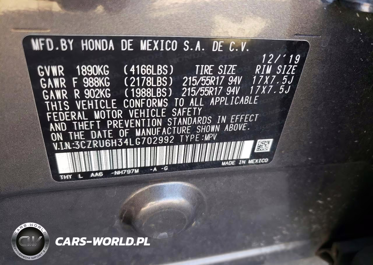 2020 Honda Hr-V Lx VIN:3CZRU6H34LG702992 - 13