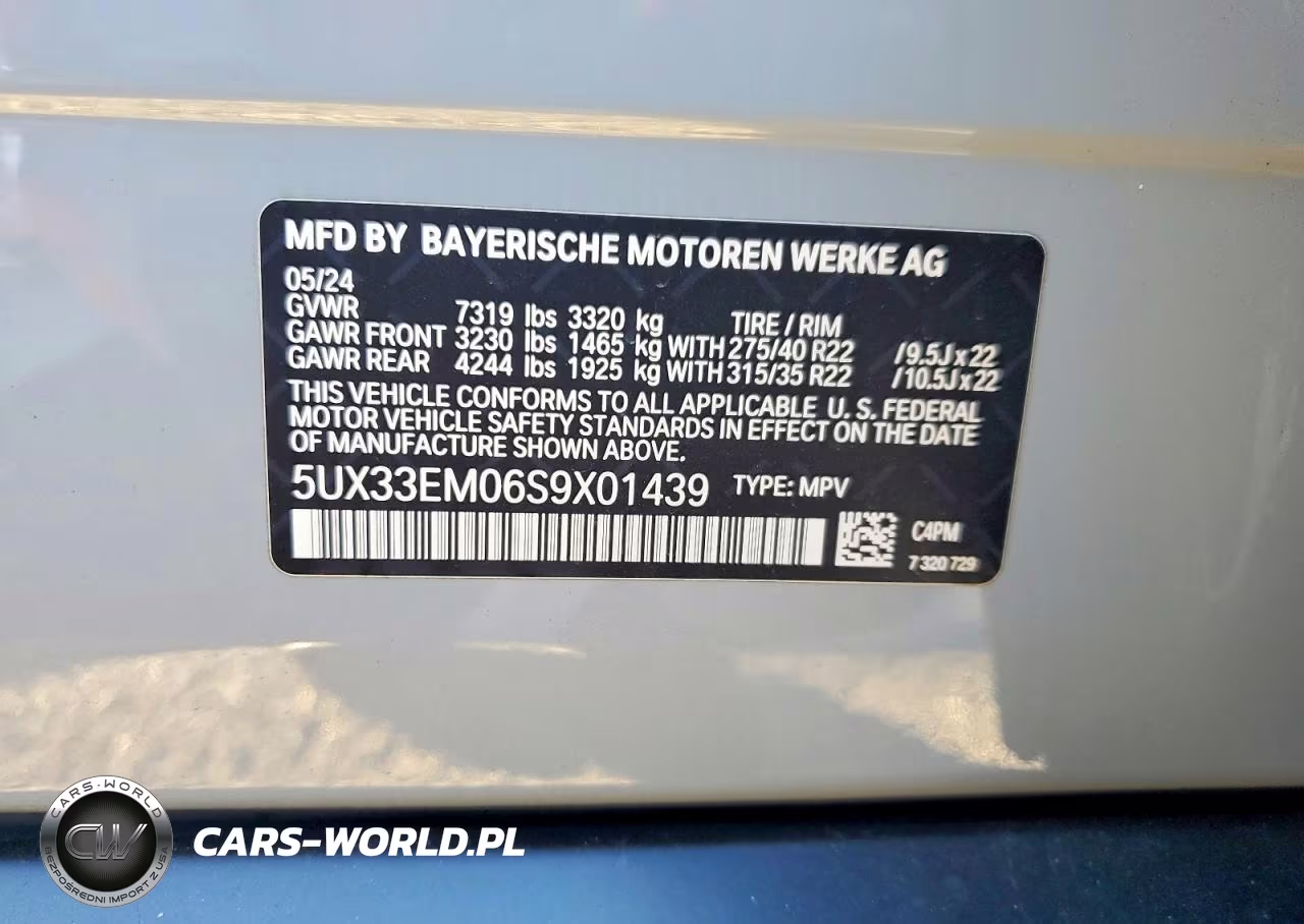 2025 BMW X7 M60I VIN:5UX33EM06S9X01439 - 14