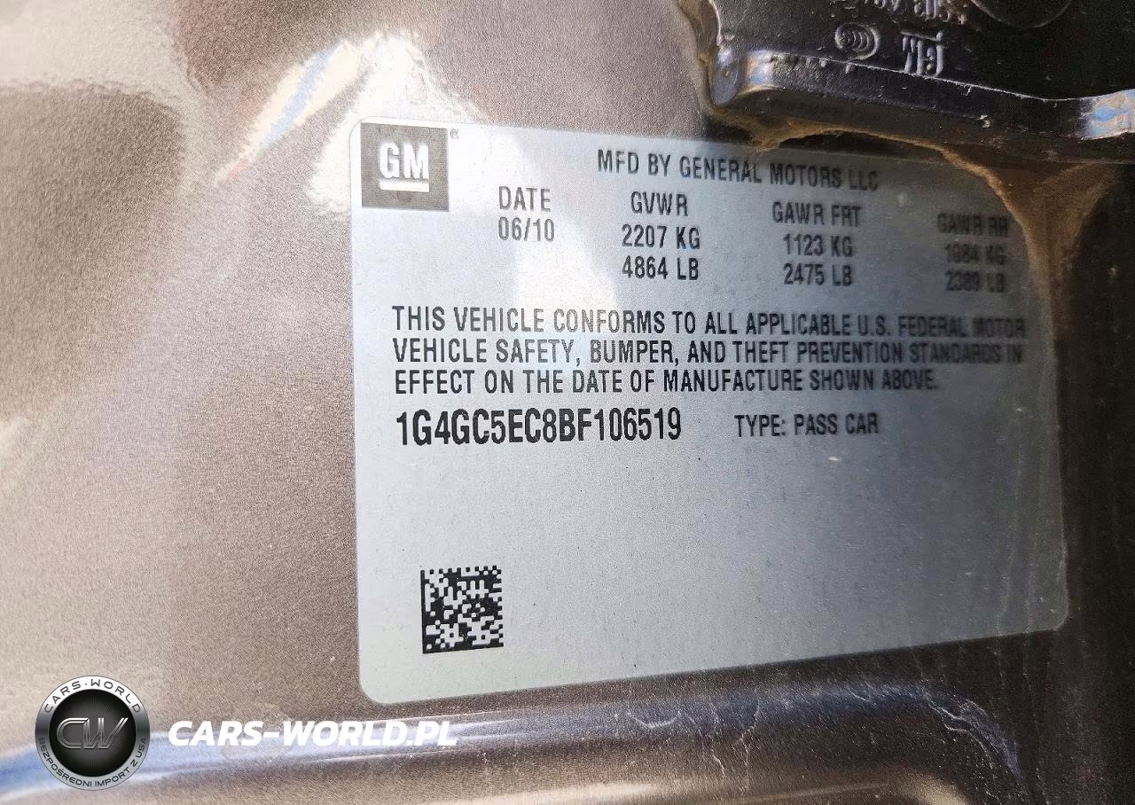2011 Buick Lacrosse Cxl VIN:1G4GC5EC8BF106519 - 12