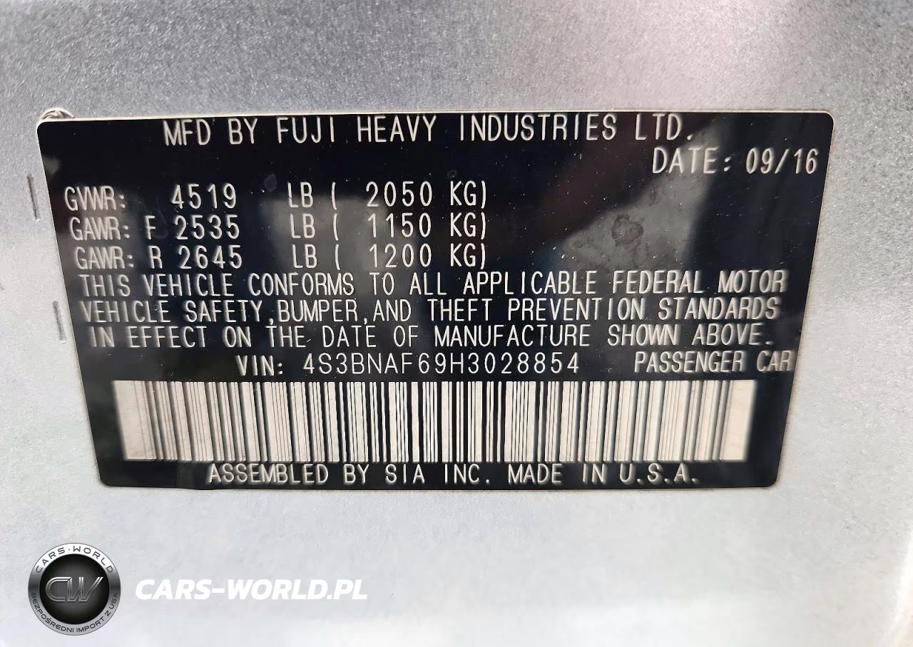 2017 Subaru Legacy 2.5I Premium VIN:4S3BNAF69H3028854 - 12