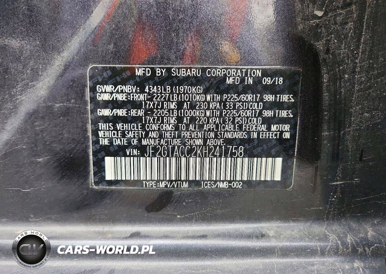 2019 Subaru Crosstrek Premium VIN:JF2GTACC2KH241758 - 14