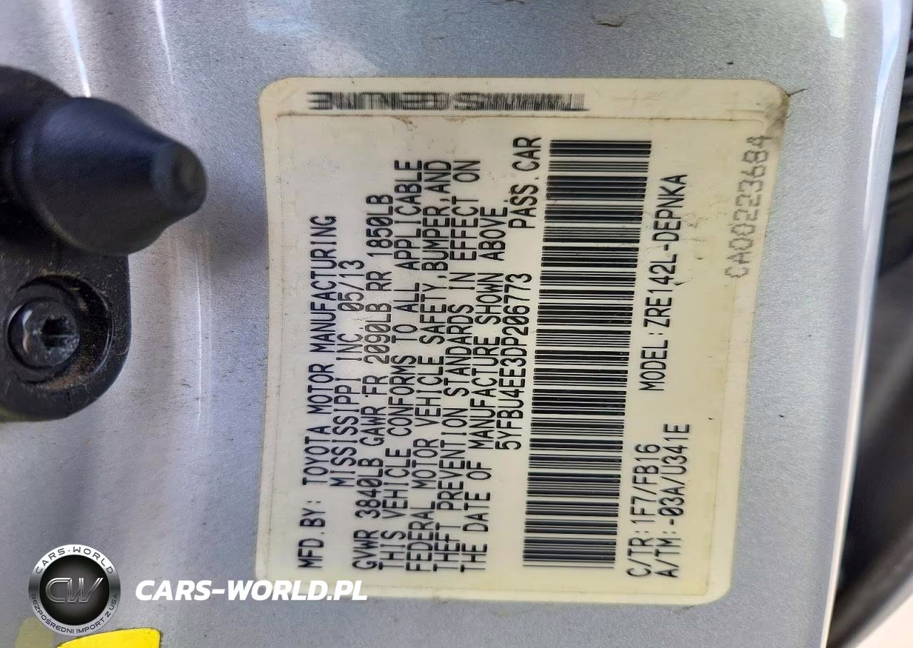 2013 Toyota Corolla Le VIN:5YFBU4EE3DP206773 - 12