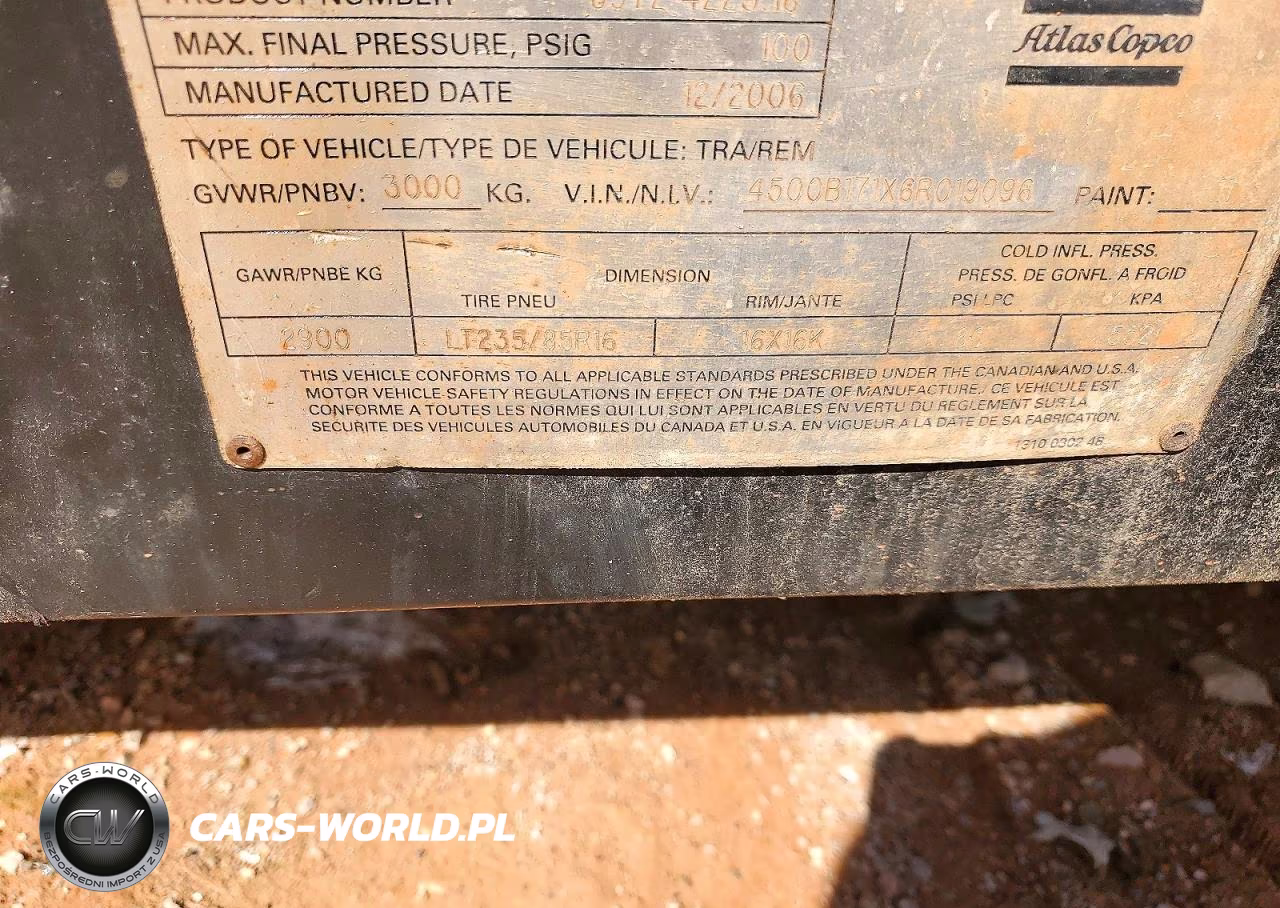 2006 Atlascopco Air Compressor VIN:4500B171X6R019096 - 8