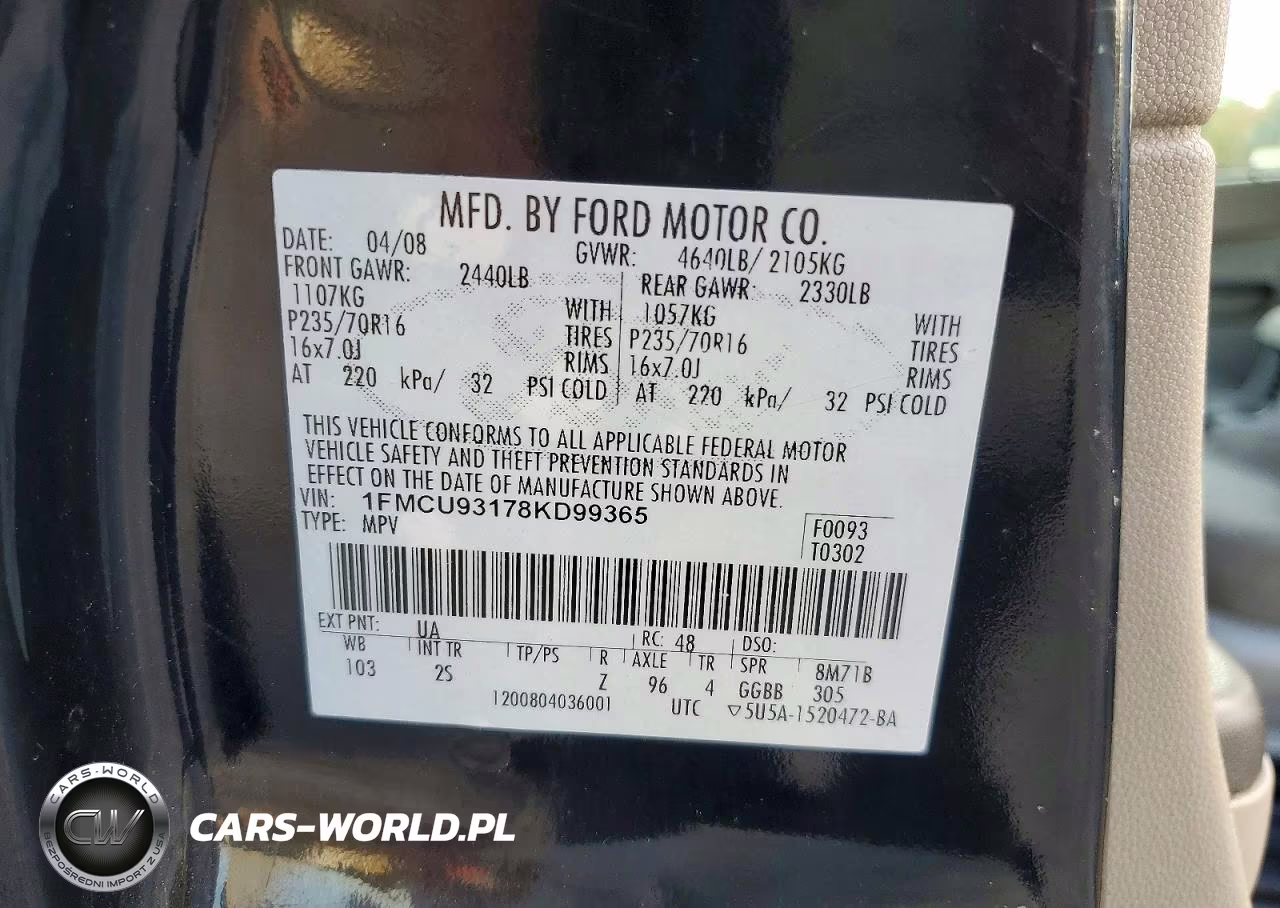 2008 Ford Escape Xlt VIN:1FMCU93178KD99365 - 13