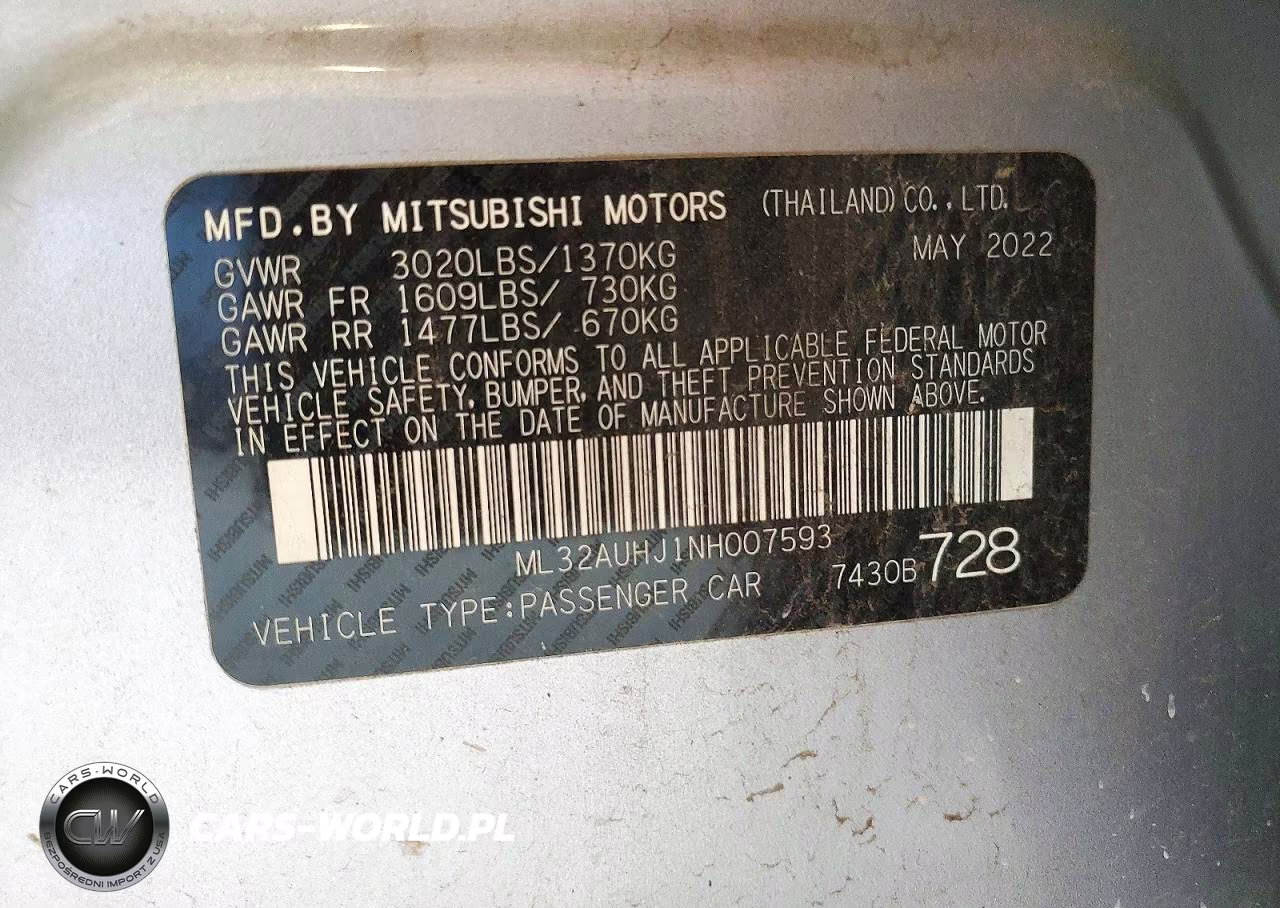2022 Mitsubishi Mirage Es VIN:ML32AUHJ1NH007593 - 12
