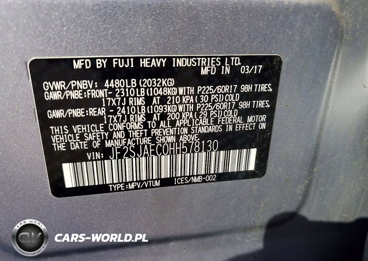 2017 Subaru Forester 2.5I Premium VIN:JF2SJAEC0HH578130 - 13