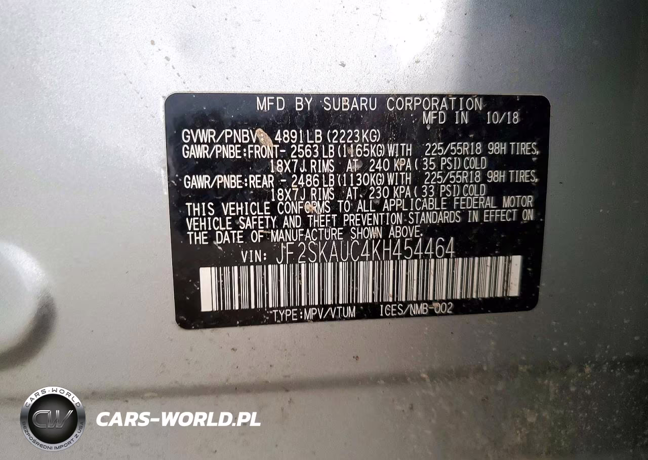 2019 Subaru Forester Limited VIN:JF2SKAUC4KH454464 - 14