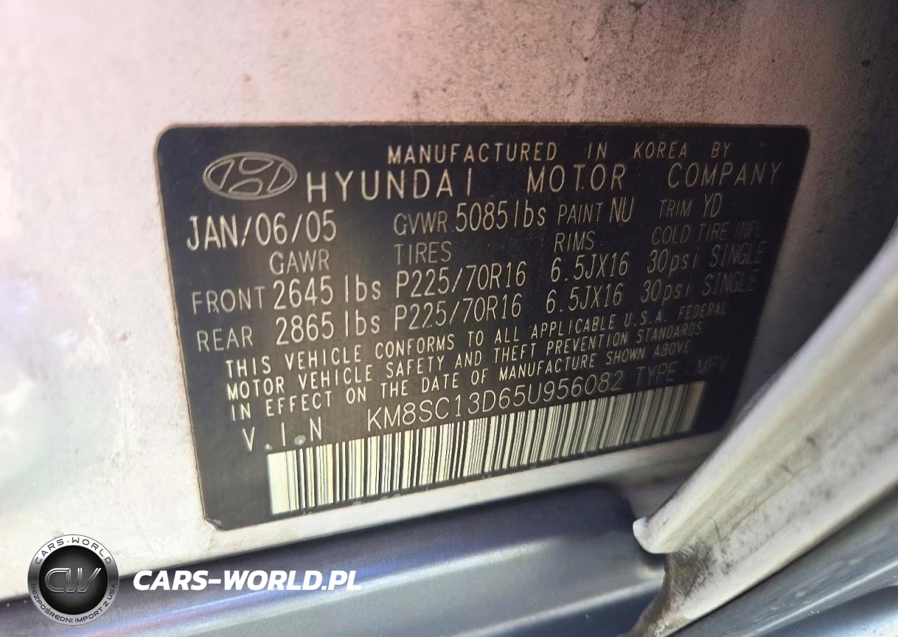 2005 Hyundai Santa Fe Gls VIN:KM8SC13D65U956082 - 13