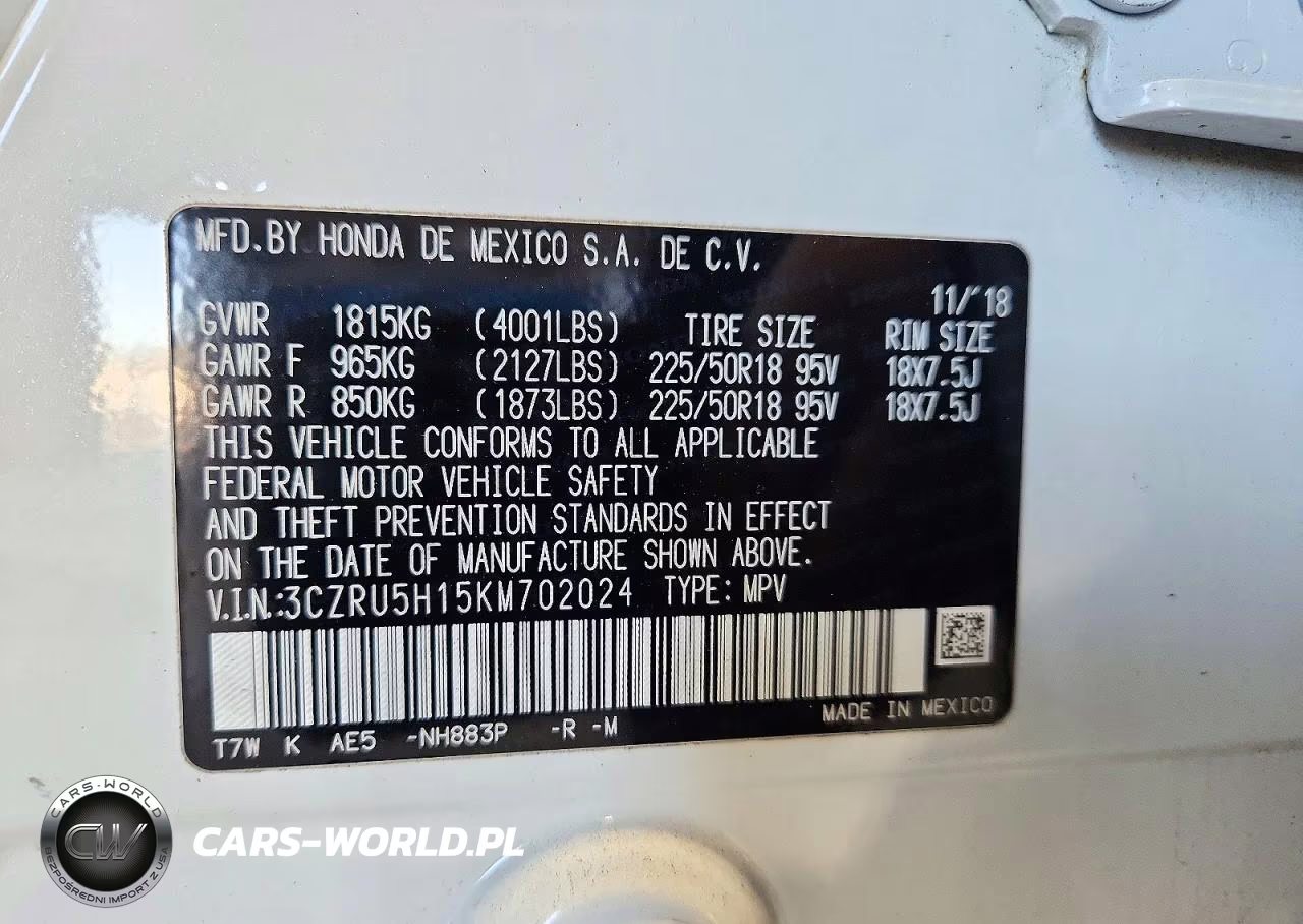2019 Honda Hr-V Sport VIN:3CZRU5H15KM702024 - 12