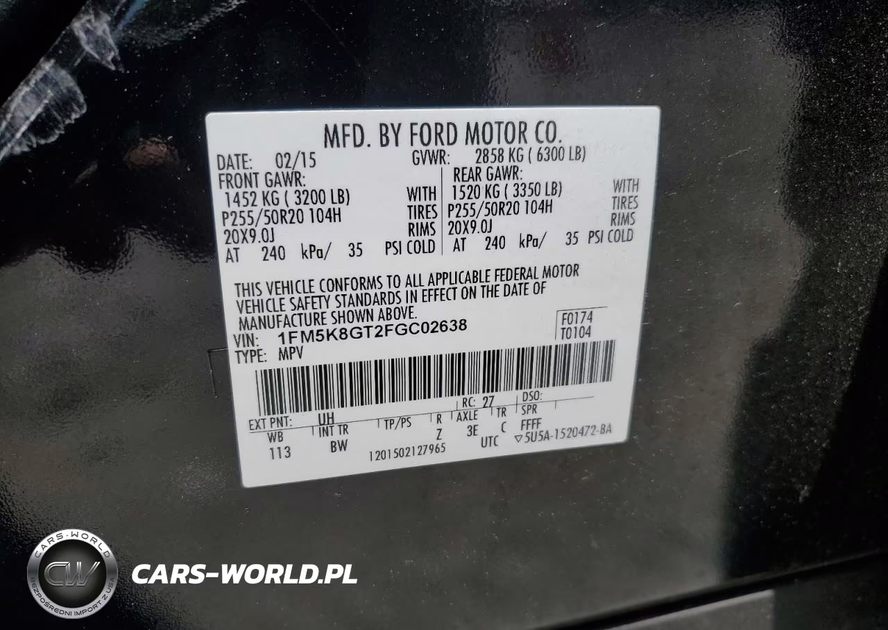 2015 Ford Explorer Sport VIN:1FM5K8GT2FGC02638 - 12