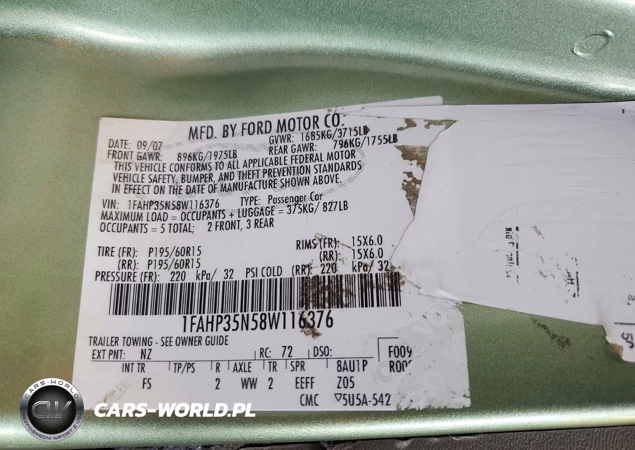 2008 Ford Focus Se VIN:1FAHP35N58W116376 - 12