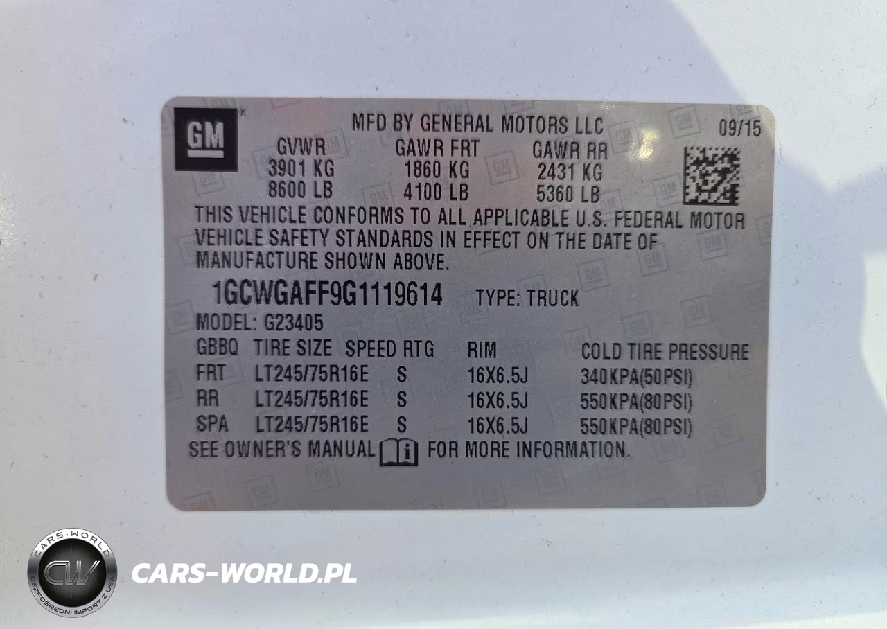 2016 Chevrolet Express G2500 VIN:1GCWGAFF9G1119614 - 13