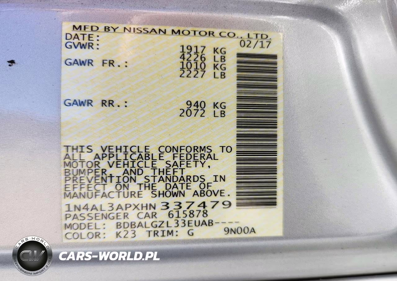 2017 Nissan Altima 2.5 S VIN:1N4AL3APXHN337479 - 13