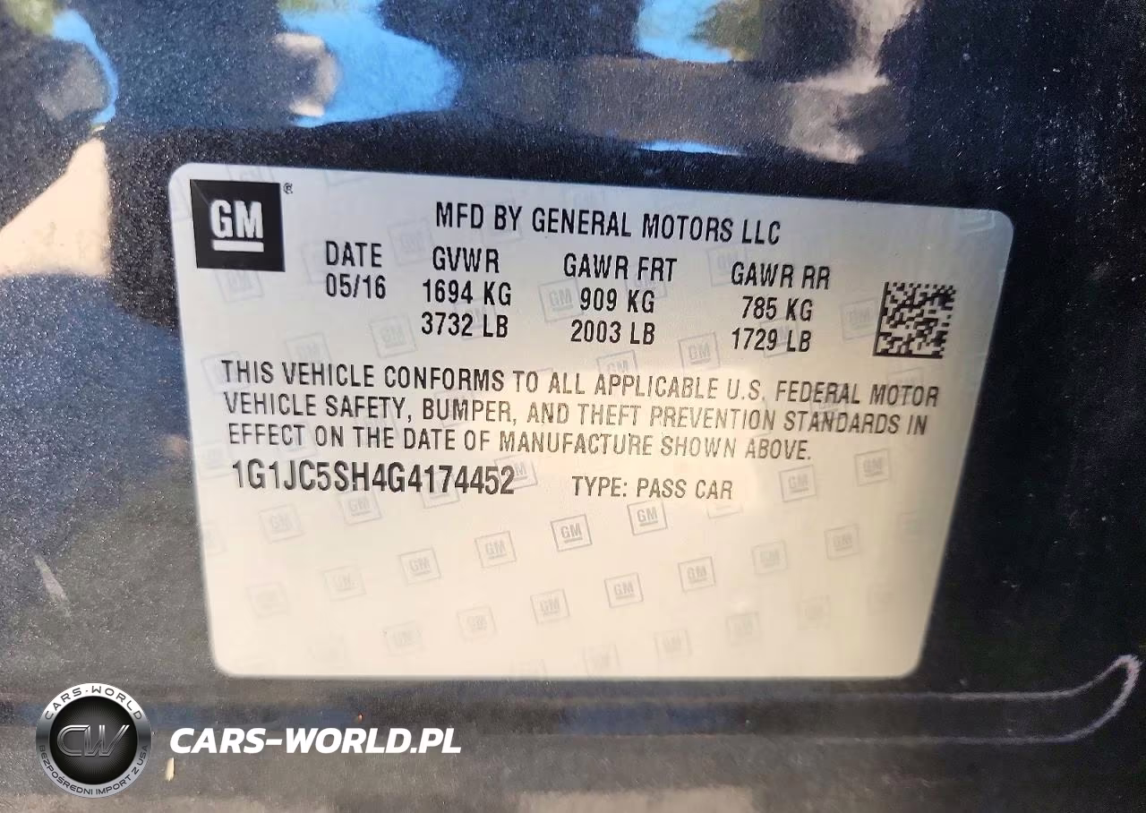 2016 Chevrolet Sonic Lt VIN:1G1JC5SH4G4174452 - 12