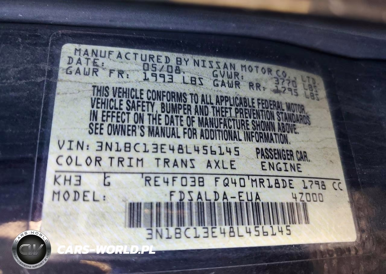 2008 Nissan Versa 1.8 S VIN:3N1BC13E48L456145 - 13