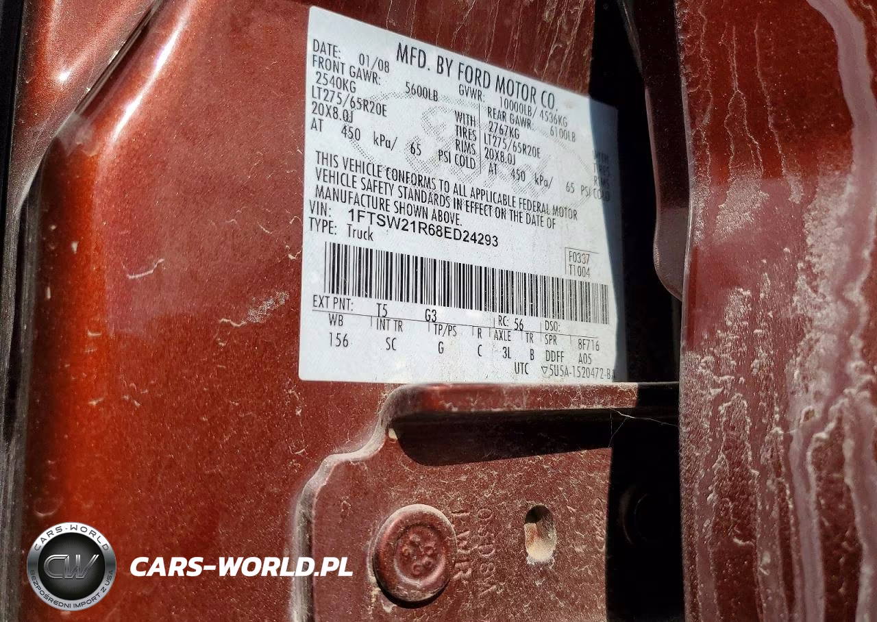 2008 Ford F250 Super Duty VIN:1FTSW21R68ED24293 - 12