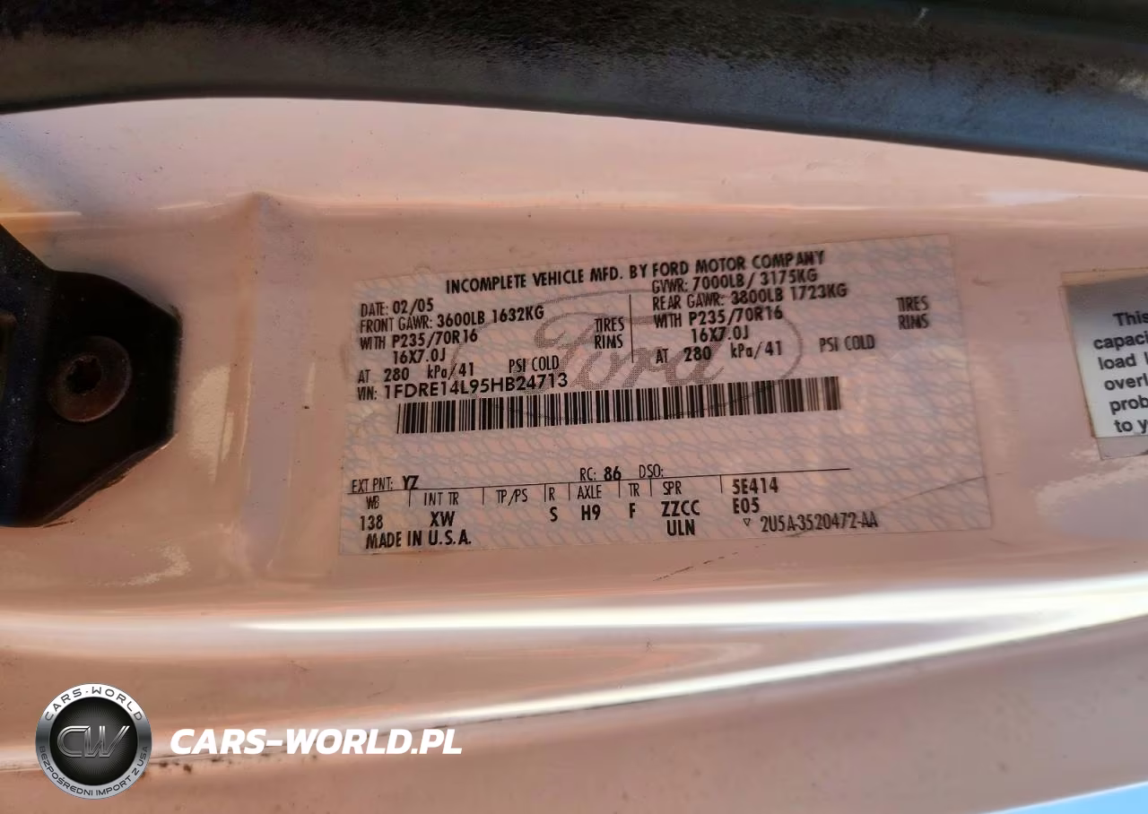 2005 Ford Econoline E150 Van VIN:1FDRE14L95HB24713 - 13