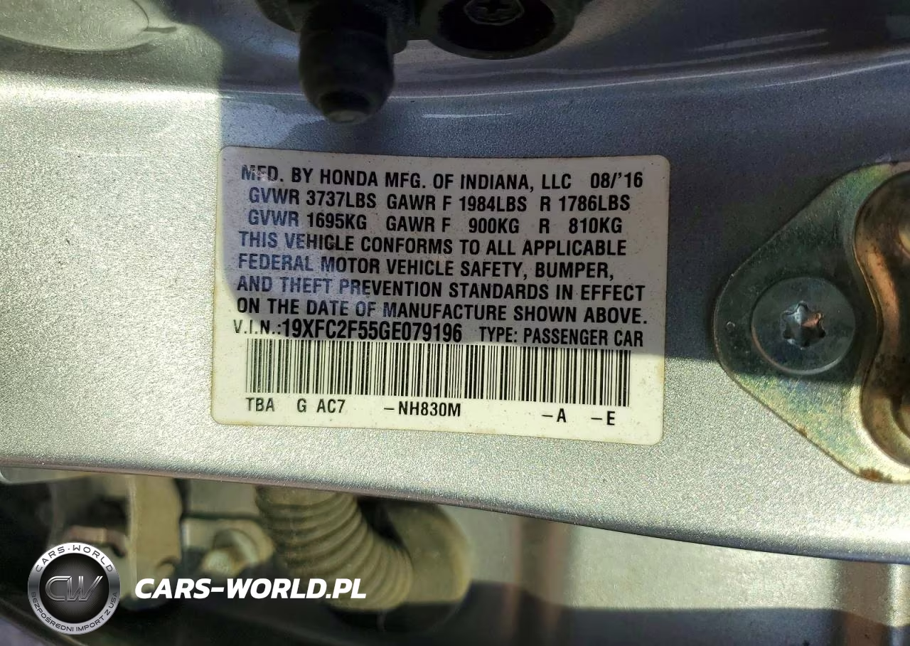 2016 Honda Civic Lx VIN:19XFC2F55GE079196 - 12