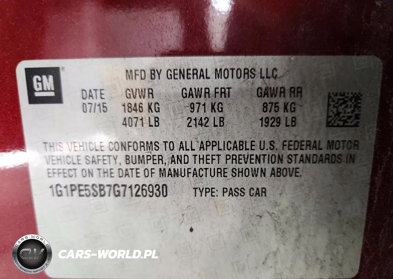 CHEVROLET CRUZE LIMI VIN:1G1PE5SB7G7126930 - 12