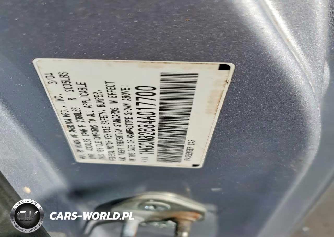 2004 Honda Accord Ex VIN:1HGCM82684A017700 - 12