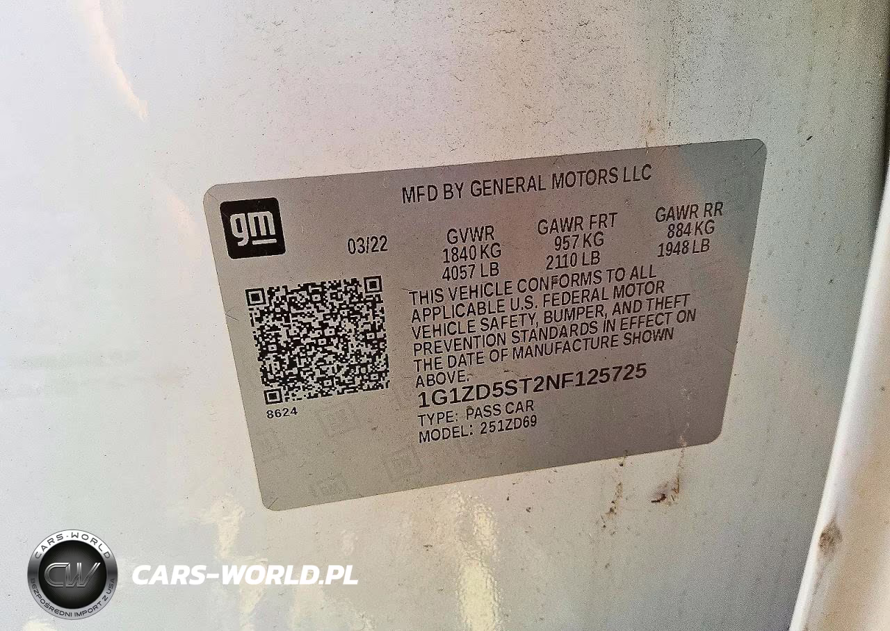 2022 Chevrolet Malibu Lt VIN:1G1ZD5ST2NF125725 - 13