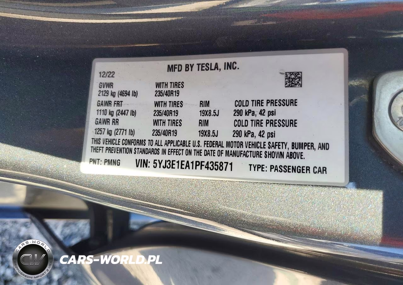 2023 Tesla Model 3 VIN:5YJ3E1EA1PF435871 - 12