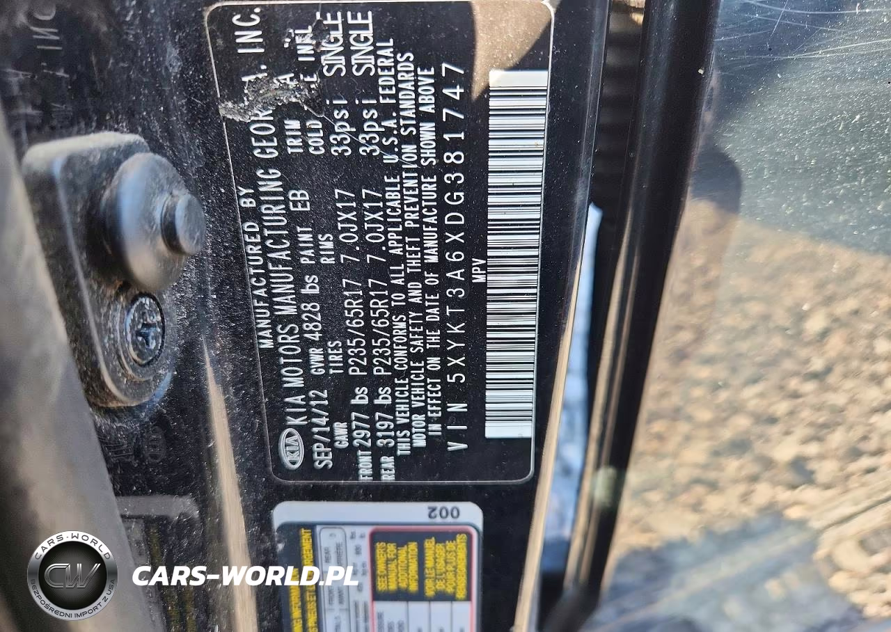 2013 Kia Sorento Lx VIN:5XYKT3A6XDG381747 - 12