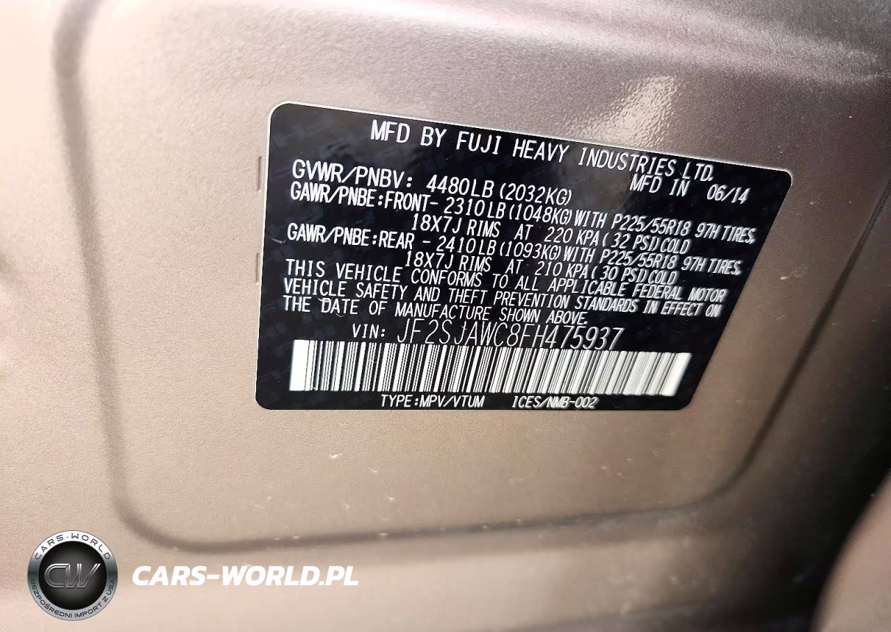 2015 Subaru Forester 2.5I Touring VIN:JF2SJAWC8FH475937 - 13
