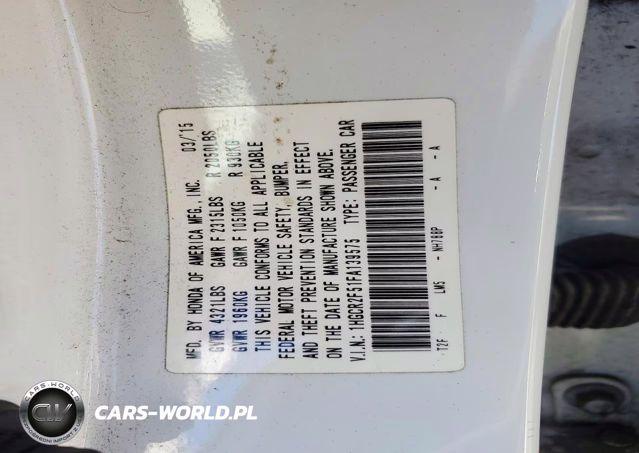 2015 Honda Accord Sport VIN:1HGCR2F51FA139575 - 12