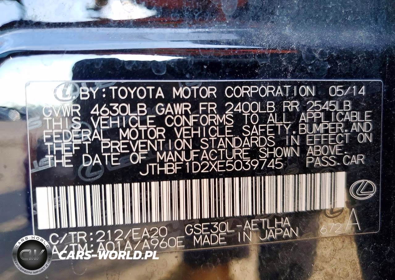 2014 Lexus Is 250 VIN:JTHBF1D2XE5039745 - 13
