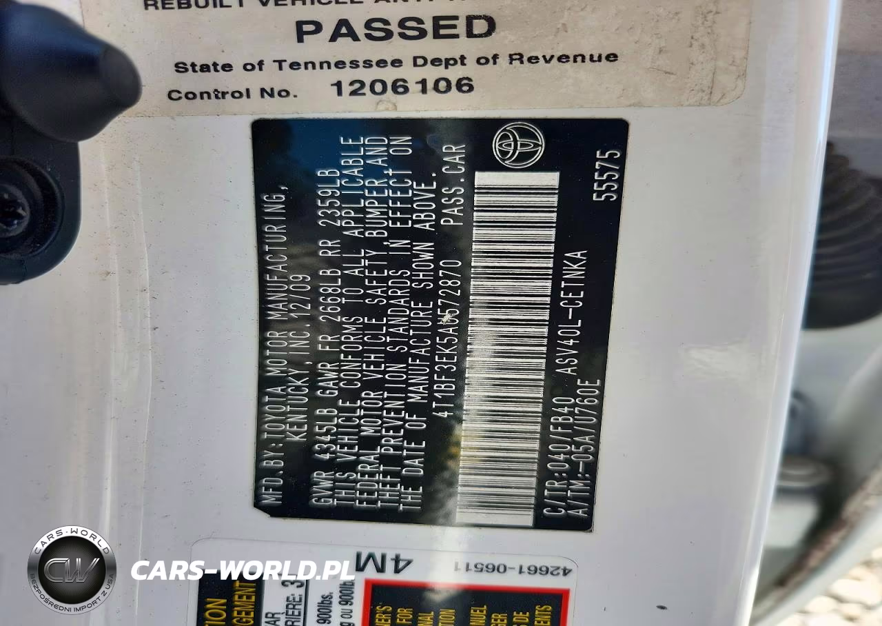 TOYOTA CAMRY VIN:4T1BF3EK5AU572870 - 12