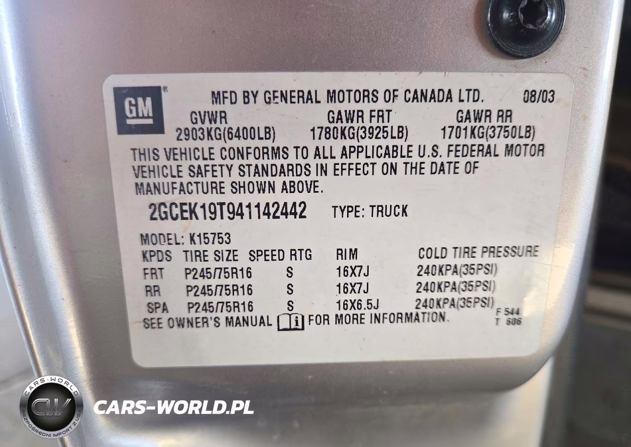 2004 Chevrolet Silverado K1500 VIN:2GCEK19T941142442 - 12