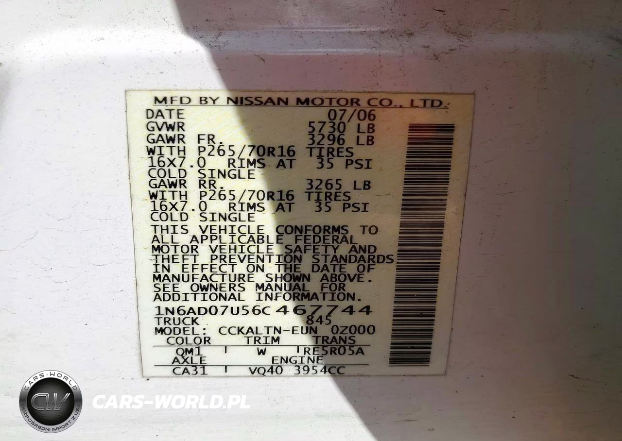 2006 Nissan Frontier Se VIN:1N6AD07U56C467744 - 12