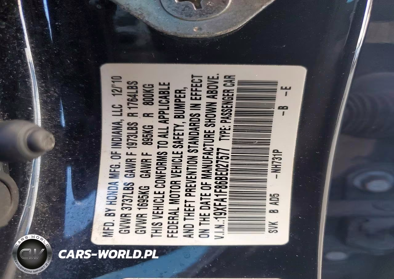 2011 Honda Civic Ex VIN:19XFA1F86BE027577 - 13